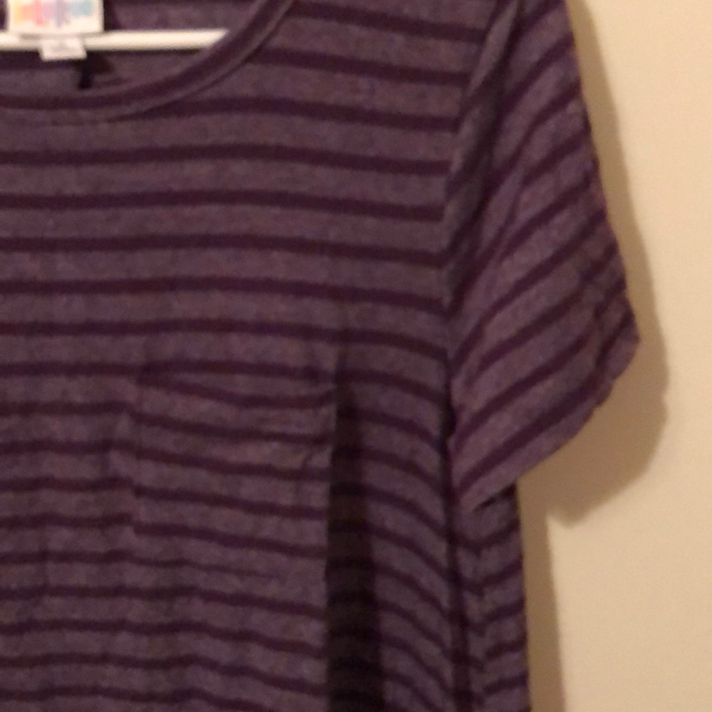 Purple striped Lularoe Carly swing dress - Picture 3 of 4